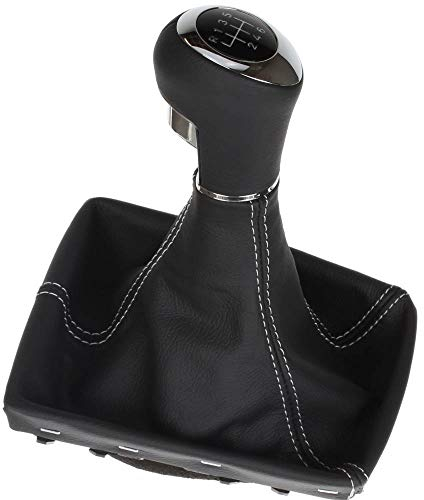 ICT Schaltknauf Schalthebel Schaltsack Schaltmanschette Leder, Naht silber, 6 gang, kompatibel mit: Opel Astra H GTC/TwinTop 2004-2010 (Ohne LED)