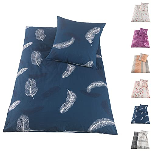 BaSaTex Seersucker Bettwäsche Baumwolle Set 4teilig 135x200 + 80x80 cm Kissenbezug | Öko-Tex Zertifiziert | Bettgarnitur mit Struktur | Design Fedra