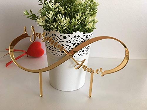 Unendlichkeit Kuchen Topper, Personalisiert 2 Namen, Wunschname, Kuchendekoration, Tortenaufsatz, Custom Cake Topper, Individuellen, Verschiedenen Farben, Tortenstecker, Hochzeits-Torte Deko, Love