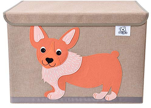 CLCROBD Foldable Kids Large Toy Chest with Flip-Top Lid, Collapsible Fabric Animal Toy Storage Organizer/Bin/Box/Basket/Trunk for Toddler, Children and Baby Nursery (Dog)