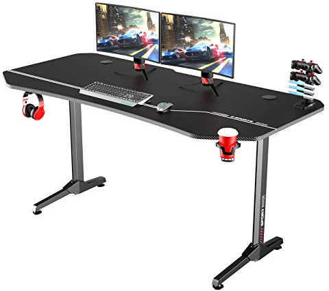 SogesHome Gaming Tisch Schreibtisch 160 cm Gaming-Schreibtisch PC-Schreibtisch Gamingtische mit Vollständiger Abdeckung Großes Mauspad USB Ladegerät Kopfhörerhalter Getränkehalter