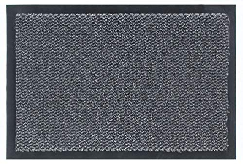 Carpido Fußmatte 60x90 cm für den Innenbereich - Türvorleger schnelltrocknend - Rutschfester Sauberlauf anthrazit meliert - Schlichter Fußabstreifer