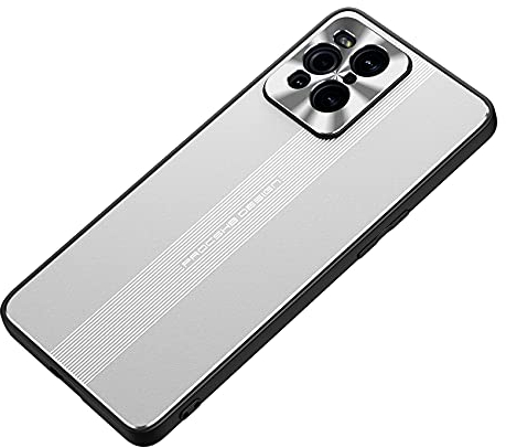 ESTH® Handyhülle für Oppo Find X3 Pro/Find X3 Hybrid Rüstung Aluminium Metall Stoßfester Bumper Cover, Case Kompatibel mit Magnetischer Halterung, Silber