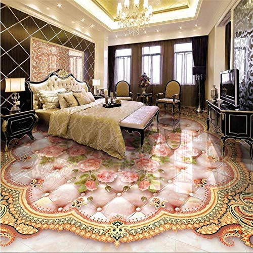 bemalter Boden auf der europäischen Rose Soft Bag Marmor Relief 3D Boden Papel de Parede 3D Para Sala-430 * 300cm befestigt