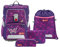 Step by Step Schulranzen-Set SPACE Shine, Butterfly Night, 5-teilig, lila, Schmetterling, ergonomischer Tornister mit Reflektoren, höhenverstellbar mit Hüftgurt, 1. - 4. Klasse, 20L