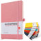 A5 Notebook, Journal Note Pad 200 Pages 80 GSM Journal Notebook Hardback Notepad Composition Notebooks with Lined Pages, Pen Loop and Expandable Paper Pocket, Journal Notepad Note Book- Pink