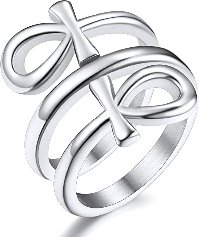 ChainsProMax Siegelring Größe 11 Ankh Ringe für Männer Papa Ring Stahlringe für Männer