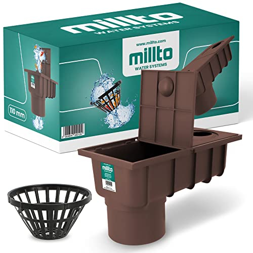 Millto™ Pozzetto per Pluviale 110 mm | Scarico Verticale Filtro per Tubo di Acqua Piovana Scatola Grondaia Cassetta Pioggia Polipropilene