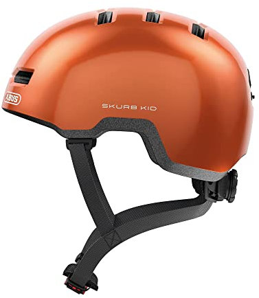 ABUS Kinderhelm Skurb Kid - robuster Fahrradhelm im Skater-Look mit Platz für einen Zopf und vielfältigen Designs - für Mädchen und Jungen - Orange, Größe S