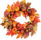 Corona Autunnale Per Porta D'ingresso, Ghirlanda Del Raccolto Autunnale Con Zucca, Foglia D'acero, Pigna, Bacca Per Natale, Autunni, Raccolto, Autunno, Halloween, Ringraziamento, Decorazione Per