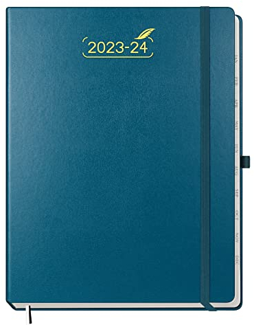 BEZEND Planer 2023-2024, 17 Monate (23. August - 24. Dezember) Schülerkalender 21,6 x 27,9 cm, Tageskalender Wochen- und Monatskalender mit Stifthalter, Hardcover - Pazifikgrün