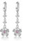 Modeschmuck Ohrringe Hängend, Schmuck Ohrringe Silber Weiß Vergoldet Rosa Rundschliff Zirkonia Kirschblüten Ohrhänger Versprechen Geschenk 48X13Mm