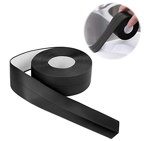 Weichsockelleiste 16 x 16mm 6m, Weichsockelleiste Selbstklebend, Flexible Knickleiste, aus PVC, für Küche und Badezimmer (6m Schwarz)