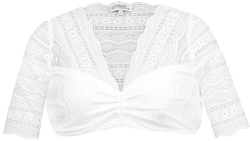 MarJo Damen Spitzen Dirndlbluse Gusta-Finja Halbarm | Offwhite 32