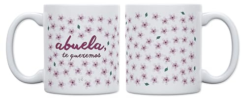 UO Taza Abuela Te Queremos con Mensaje de Amor – Regalo Original para Abuela Día de la Madre – Taza de Cerámica con Frase Familiar – 330ml