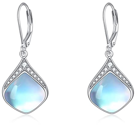 E Mondstein-Ohrringe: Silber Filigran Irisch Keltisch Teardrop Mondstein Tropfen Ohrringe Schmuck Geschenke für Damen