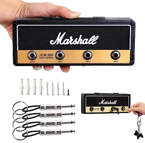 Bogoro Marshall Schlüsselbrett, Marshall Schlüsselbrett Schlüsselhalter Wandmontage, JCM800 Marshall Key Holder, JCM800 Gitarre Schlüsselanhänger Haken Halterung, mit 4 Gitarrenstecker (Schwarz)
