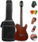 Acoustic Guitar Silent 6 String Travel Electronic Classical and Folk Guitar with Case Bag, Strap, Strings, Cable and Picks (Wood)