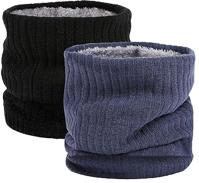 HGDGears Cache-cou en polaire coupe-vent thermique pour homme et femme - Pour l'hiver et le froid - Pour sports de plein air (Noir+Bleu)