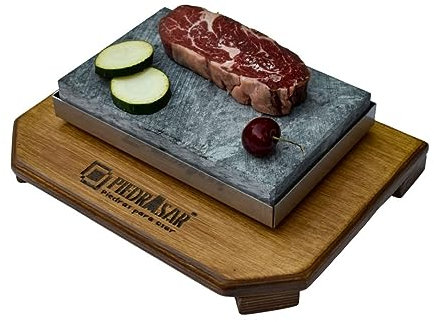 Piedrasar Piedra para Asar carne con Piedra Volcánica de 13x20 cm- Plancha para cocinar Carne-Modelo PCP- Piedra para Restaurantes y Particulares