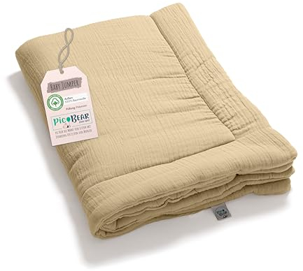 pic Bear Krabbeldecke aus 100% Baumwoll-Musselin: Extra weiche Spieldecke, 95x135 cm - Perfekt für Babys und Kleinkinder (Tender Peach)