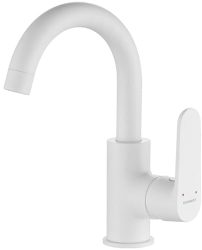 Waschtischarmatur für Waschbecken DIMA Hoch Wasserhahn Mischbatterie (Weiß)
