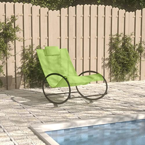 ZQQLVOO Sonnenliege mit Kissen Stahl und Textilene,Ergonomischer Stuhl,Outdoor Liege,Freizeit-Liegestühle,Pool-Liegen,Terrassen-Liegestühle,Strandliege,für Balkon,drinnen,draußen,Terrasse, Grün