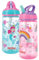 Nuby 2 Pack Iridescent PP Flip-it Kids On-The-Go Printed Water Bottle with Bite Proof Hard Straw - 18oz / 540 ml, 18+ Months, 2 pk, Mermaid & Rainbow Print