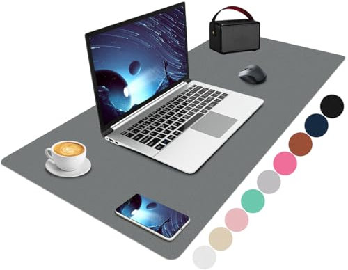 Niviy Desk Protector Pad Grey, Non-Slip PU Leather Desk Mat, Large Mouse Pad Laptop Desk Writing Mat, Waterproof Mouse Mat for Laptop Accessories (90 x 43 cm)