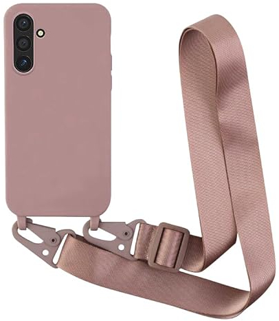 Yichu Coque pour Samsung Galaxy A54 5G avec Cordon, Souple Silicone Housse avec Bandoulière en Nylon, Réglable Lanyard Case avec Motif Coeur d'amour, Etui Antichoc Protection pour Samsung A54, Rose