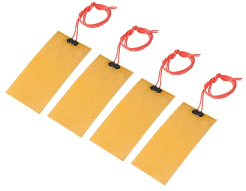sourcing map Heizfolie Heizplatte, 12V 14W Polyimid Heizmatte, selbstklebende PI Heizelemente Folie 100mmx50mm Heizstreifen für konstante Temperatur, Packung mit 4 Stück