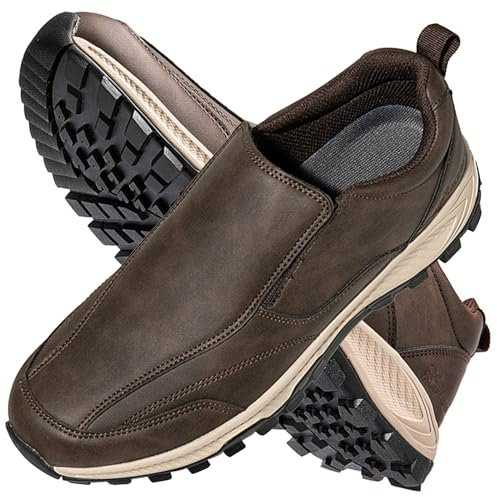 Aocase Scarpe Uomo Pianta Larga in Pelle Impermeabile Scarpe da Running Corsa Uomo Casual Trekking Basket Sport Outdoor Fitness Sportive Palestra Platform Sneakers,Marrone,41/255mm