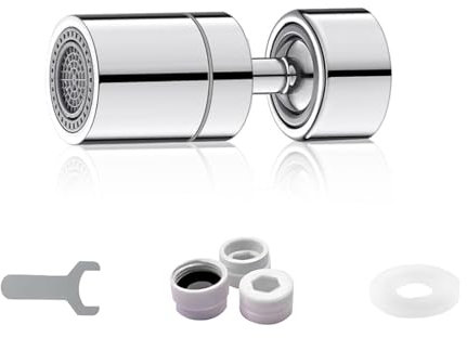 LQIOACU douchette evier cuisine,economiseur d'eau pour robinet,1 pièce, 2 fonctions de douche, filetage 22 mm et 24 mm avec filetage d'adaptation, pour la cuisine ou la salle de bains