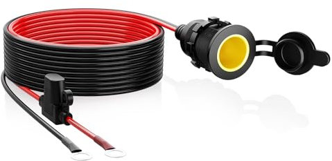 Cigarette Lighter Socket,12V/24V Waterproof and Dustproof Marine Grade 14AWG Heavy Duty Cigarette Lighter Socket Extension Lead Male Plug to Female Socket Adapter with 20A Fuse 3.25FT/100cm