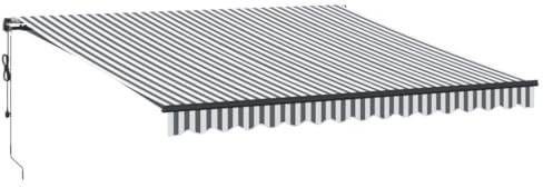 vidaXL Gelenkarmmarkise, Markise Ausziehbar Automatisch mit LEDs, Sonnenmarkise für Terrasse Balkon, Sonnenschutz Balkonmarkise Terrassenmarkise, Anthrazit Weiß 400x300cm