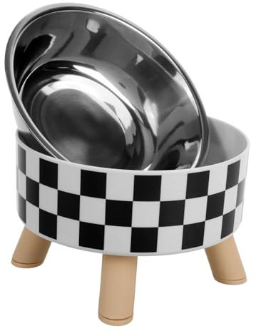 Happyyami Knock Pet Bowl Elevated Stainless Steel Wide Cat Food Dish for Daily Use Water Bowl Wear-resistant