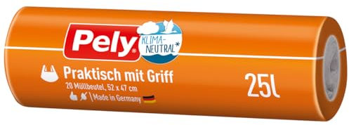 Pely Klimaneutral Müllbeutel 25 Liter Praktisch mit Griff 20 Stück