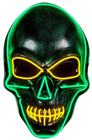 W WIDMANN MILANO Party Fashion - LED Maske Totenkopf, leuchtendes Gesicht, Schädel, Skelett, Dämon, Halloween