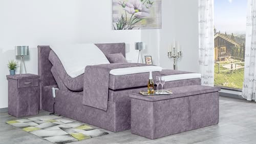 Boxspringbett Nado 240x220, DS-Grau, 7-Zohnen Taschenfederkernmatratze, Ergoflex - Inklusive Aufbau - Deutscher Hersteller