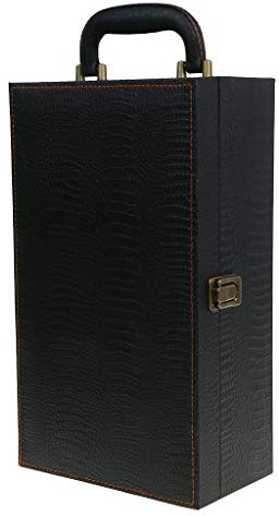 DIIOOMIEEU Caja para botellas de vino de piel, bolsa de lujo, 2 botellas de vino champán para asa de transporte