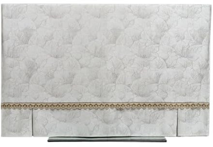 White Jacquard Fabric 28 inch TV Cover Dustproof Back Cover Design for 24 86 Inches TV Hanging/Desktop Universal Easy to Remove