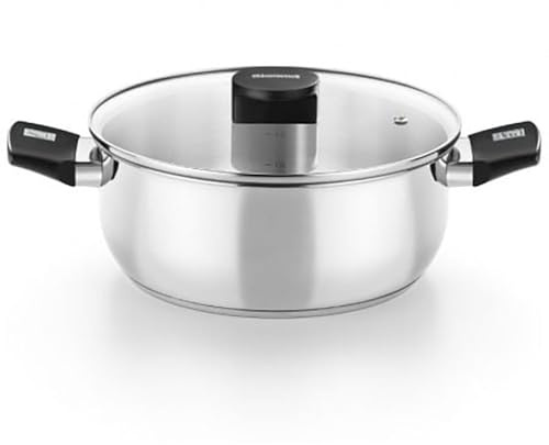 Monix Cazo de acero inoxidable con tapa y tapa de cristal, 0,72 kg, acabado negro