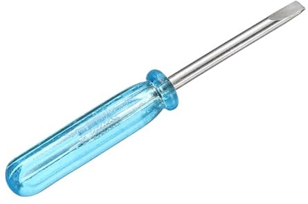 sourcing map Mini Slotted Screwdriver 2.0mm Flat Head 1.77 (45mm) Length Micro Precision Screwdriver with Blue Handle for Watch Eyeglasses Cellphone Electronics Small Appliances Repair