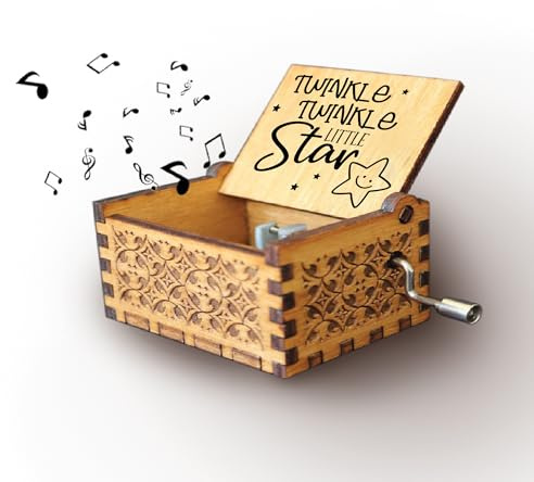 Melodiebox: Twinkle Twinkle Little Star Holzspieluhr mit Handkurbel Spieluhr Musicbox Hand gekurbelt Neu