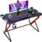 BEXEVUE Gaming Schreibtisch LED – 100x60 cm PC Gamer Tisch Ergonomischer, Z Rahmen mit Kohlefaseroberfläche Stabil, Einfach zu Montieren, Kopfhörerhaken für Gaming Studium Arbeit Zuhause Schlafzimmer
