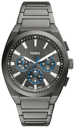 Fossil Men's Everett Quartz Stainless Steel Three-Hand Watch, Gunmetal Chrono, 44mm, Modern