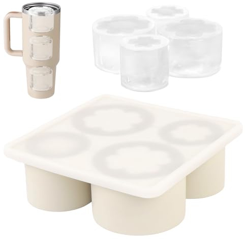 Silicone Ice Cubes, Stanley Cup Accessories Ice Cubes, Ice Mould with 4 Compartments and Lid, Silicone Ice Molds, Reusable, Stanley Cup Accessories for Cups 20-40 oz