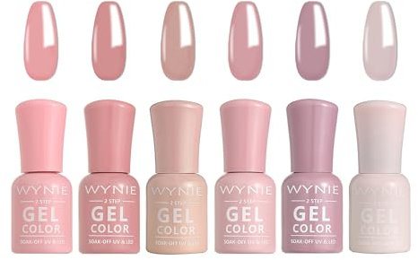 Esmaltes Semipermanentes en Gel Jelly 6 Colores, Pintauñas UV/LED Soak Off, Kit de Uñas en Gel para Color Natural