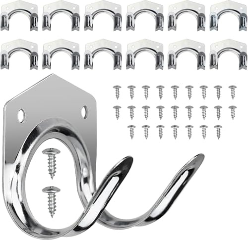 JACMKEON 12 Pack Garage Hooks, Heavy Duty Tool Hanger Set, Spade Hooks Brackets Wall Mounted Storage for Garage Shed, Garden, Warehouse and Workshop