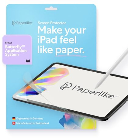 Paperlike 3 Folie (2x) für iPad Pro 11” (2018-2023) & iPad Air 10.9 (5. Gen 2022/4. Gen 2020) – Echtes Papiergefühl, blasenfreie Installation (Butterfly), schützt die Pencil-Spitze